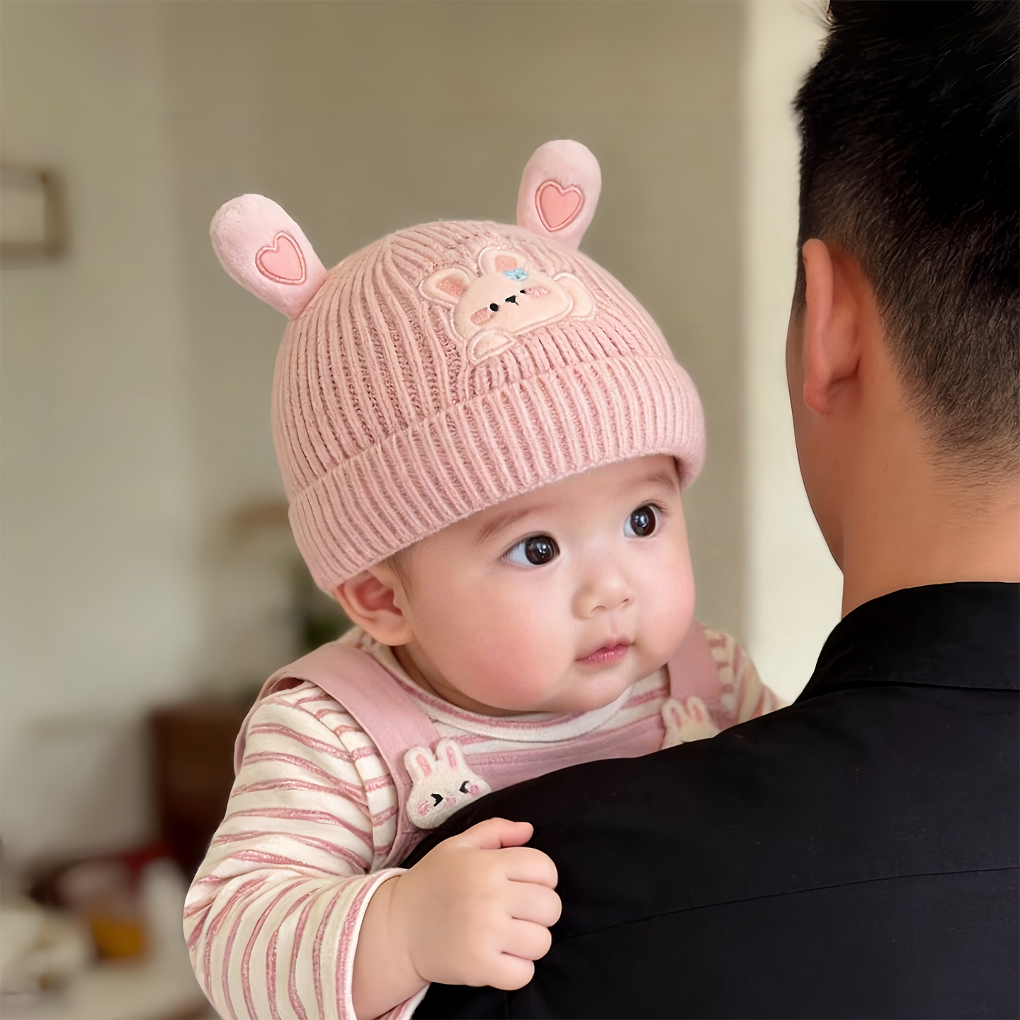 婴幼儿帽子秋冬季保暖加厚针织套头胎帽男女宝宝小月龄新生毛线帽