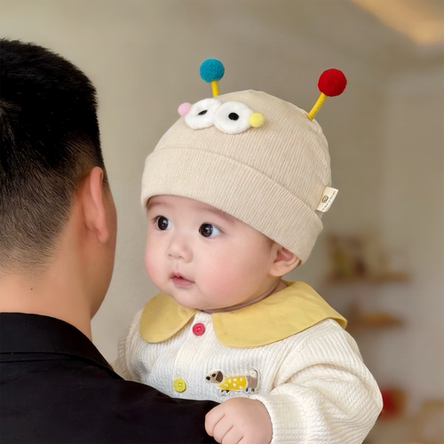 婴幼儿帽子春秋季可爱护囟门套头帽男女宝宝小月龄保暖防风胎帽冬