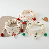 ins韩系宝宝围巾秋冬季 保暖防风纯棉三角巾男女儿童春天出游围脖