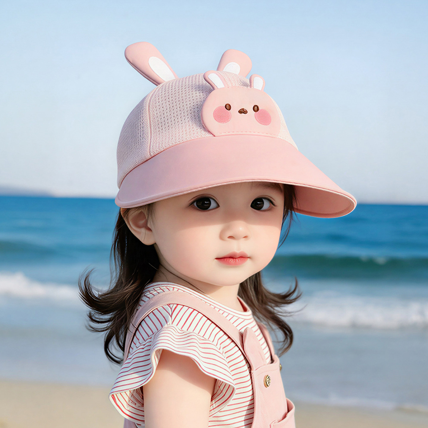 儿童遮阳帽子夏季薄款防晒网眼大帽檐鸭舌帽男女宝宝可爱棒球帽春