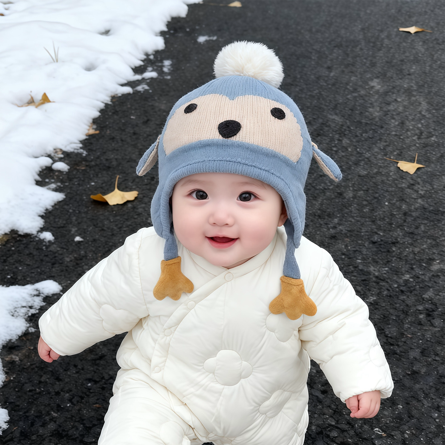 婴儿帽子秋冬季可爱超萌针织护耳帽男女宝宝保暖小月龄套头毛线帽