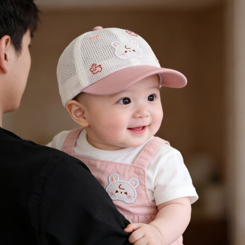 儿童帽子夏季薄款透气网眼鸭舌太阳帽女婴宝宝遮阳防晒可爱棒球帽