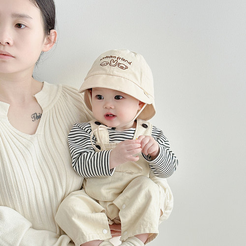 宝宝帽子春秋薄款遮阳防晒水桶帽男女童小月龄可爱夏天百搭渔夫帽