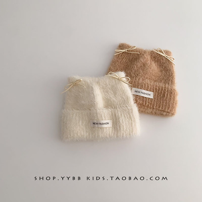 宝宝帽子秋冬季保暖加厚针织护耳套头帽女儿童出游防风毛绒毛线帽