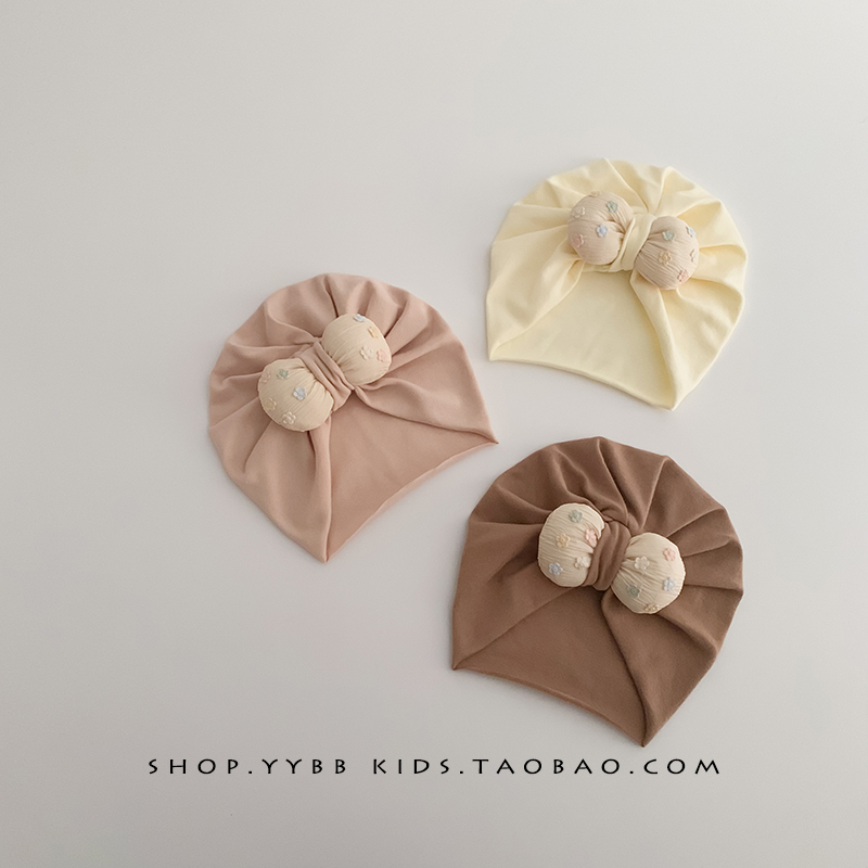 婴幼儿帽子春秋薄款印度帽新生儿纯棉护囟门胎帽女宝宝防晒帽夏季