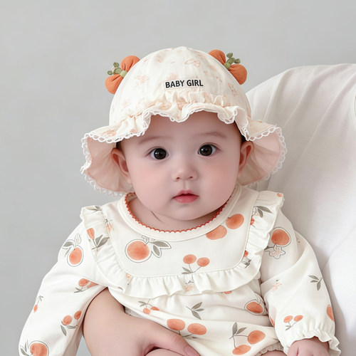 婴儿帽子春秋薄款遮阳可调节公主渔夫帽女宝宝新生小月龄胎帽夏季