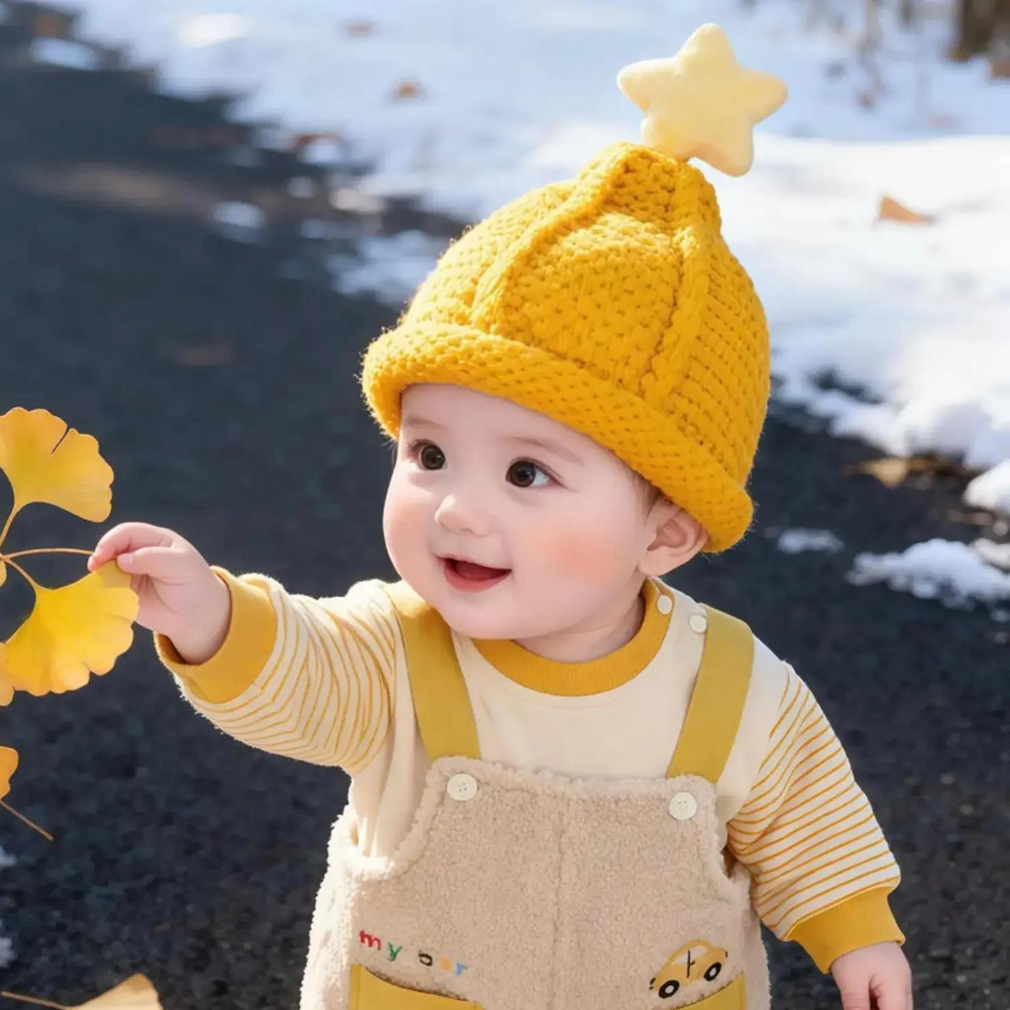 韩系星星儿童帽子秋冬季保暖加厚针织套头毛线帽男婴女宝宝防风帽