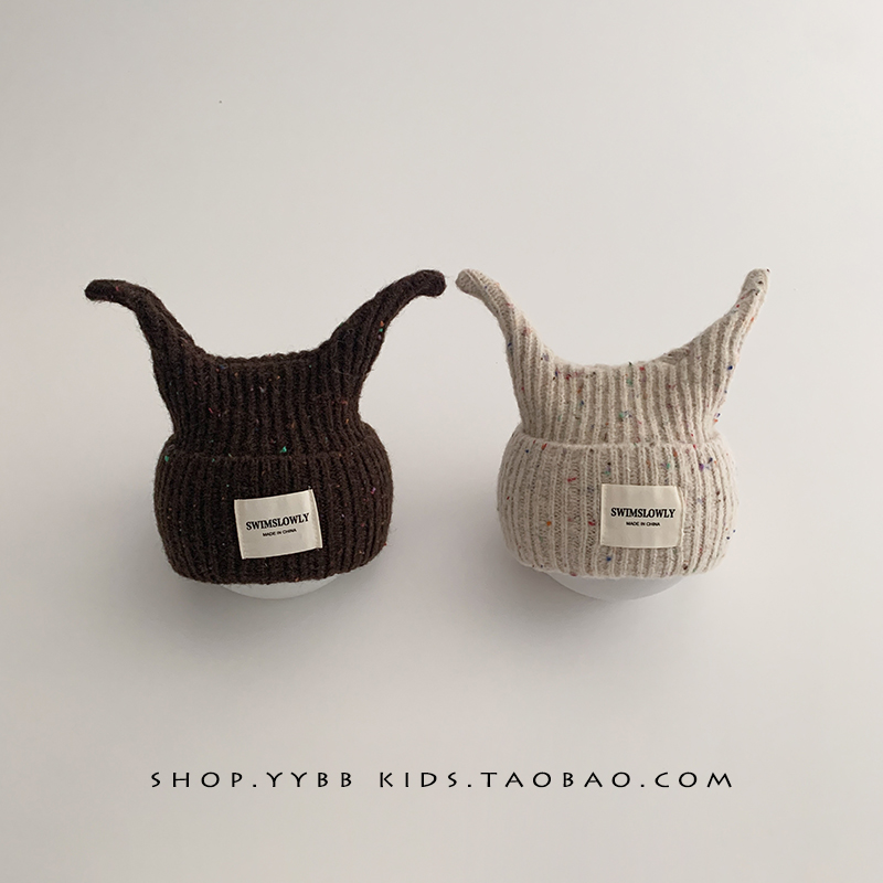 可爱搞怪儿童帽子秋冬季保暖针织套头帽男孩女宝宝防风毛线护耳帽