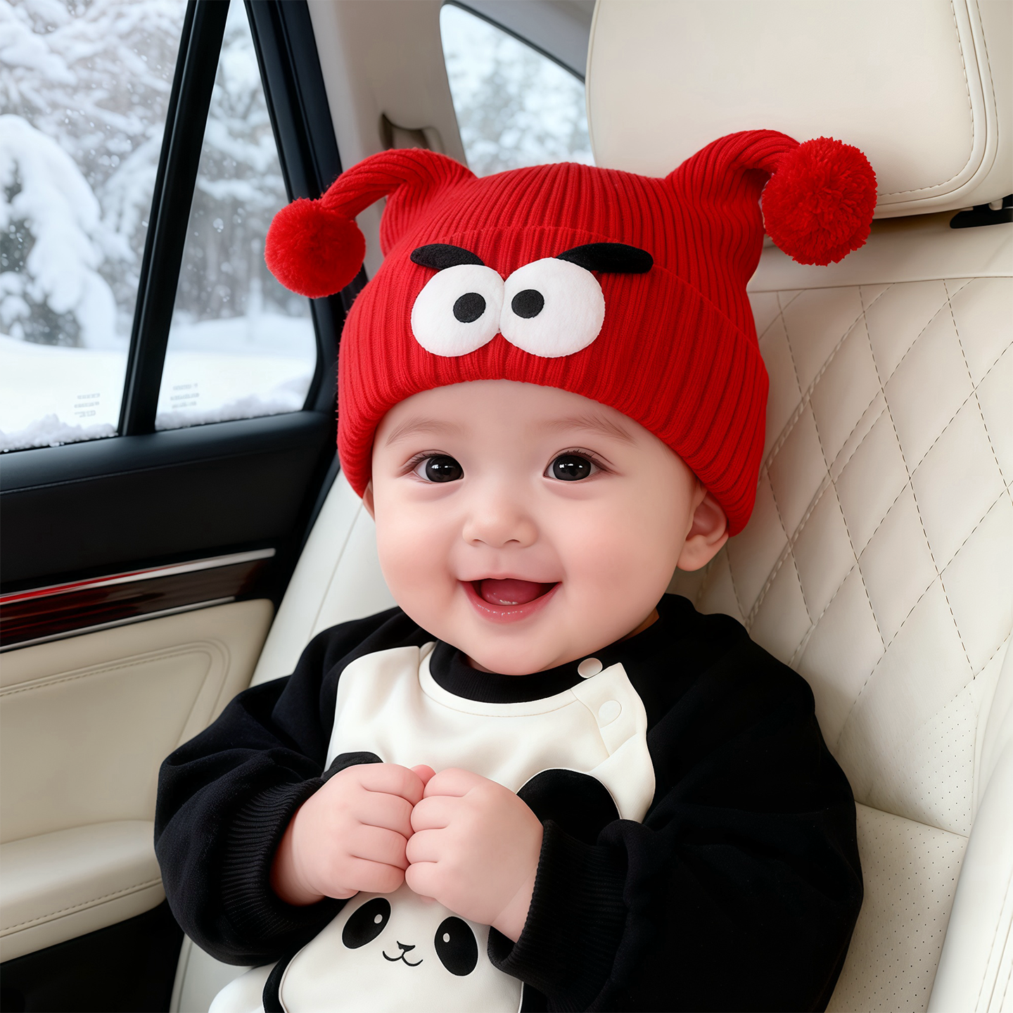 可爱宝宝帽子秋冬季保暖加厚针织套头帽男女儿童防风护耳毛线帽潮