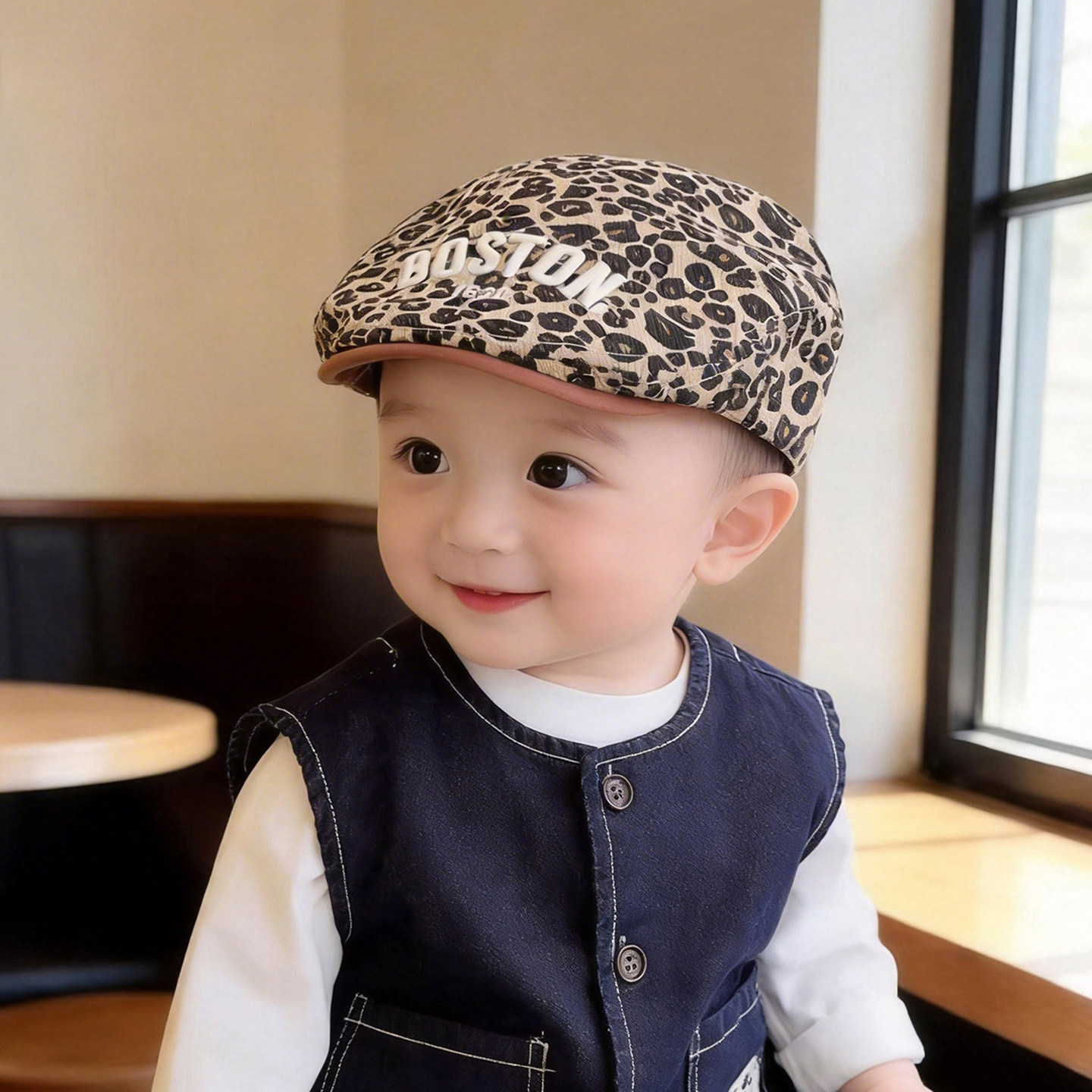 韩版儿童帽子春秋薄款遮阳防晒贝雷帽男女宝宝洋气百搭瓜皮帽夏天