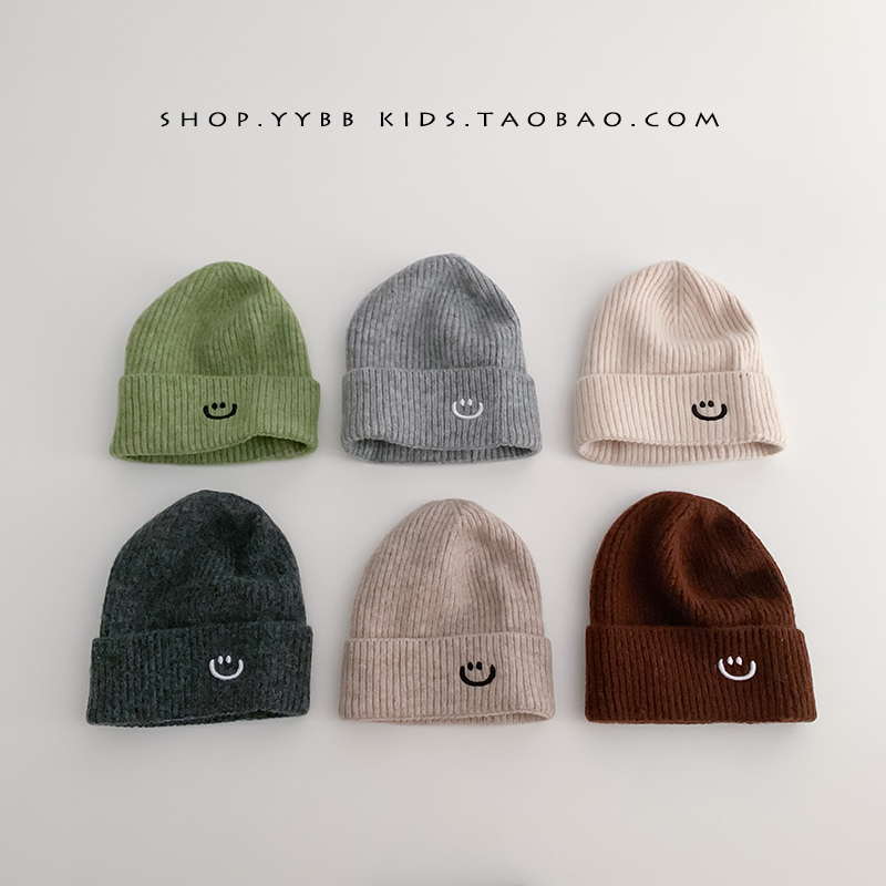 ins秋冬季奶油色笑脸套头帽