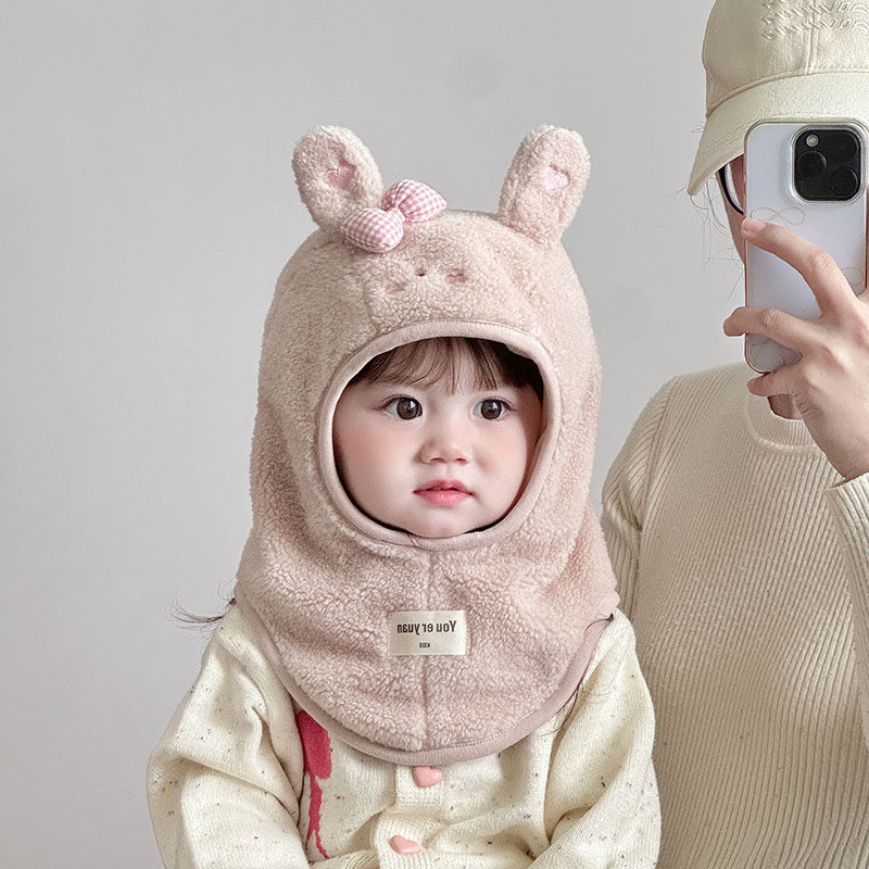 儿童帽子秋冬季保暖围脖一体护耳帽男女宝宝可爱防风加厚毛绒帽潮