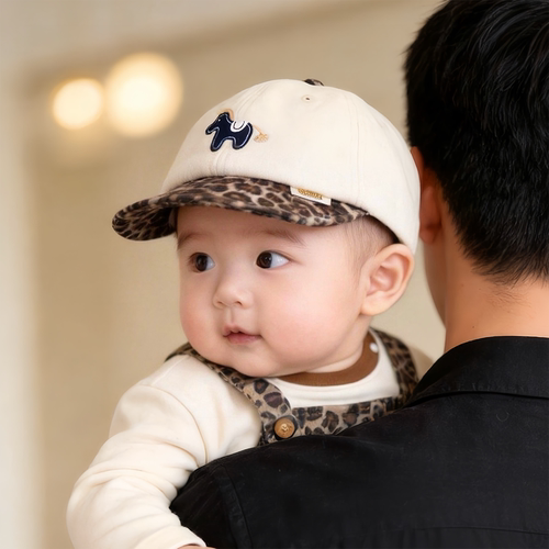 宝宝帽子秋冬款保暖防风洋气豹纹鸭舌帽男女儿童加厚灯芯绒棒球帽