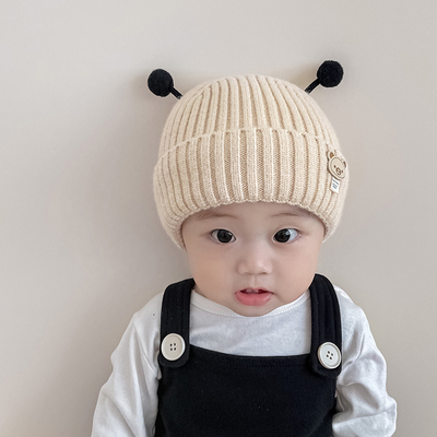 宝宝帽子秋冬季可爱男女童毛线帽