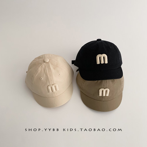 ins韩系字母宝宝帽子春秋薄款遮阳防晒鸭舌帽男女童出游棒球帽夏