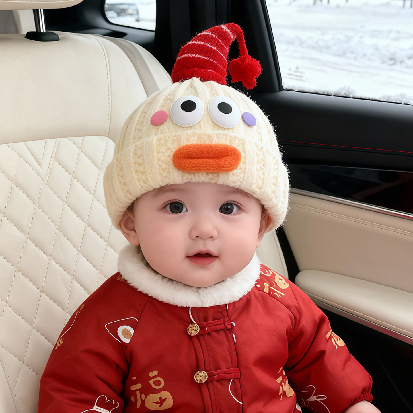 婴幼儿帽子秋冬季保暖加厚针织套头帽男童女宝宝小月龄防风毛线帽