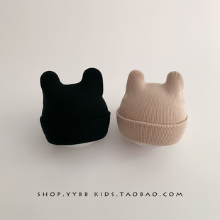 ins可爱猫耳宝宝帽子秋冬季保暖加厚针织套头帽男女童护耳毛线帽