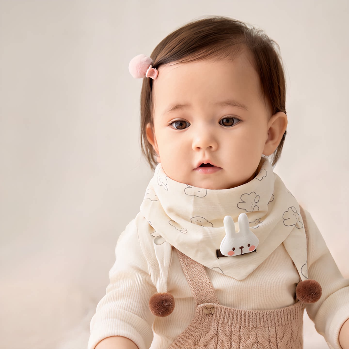 宝宝围巾秋冬季保暖防风可爱小兔子围脖男婴女儿童防寒韩版三角巾