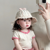 儿童帽子春秋薄款 出游盆帽 遮阳防晒蕾丝花边公主渔夫帽女宝宝夏季