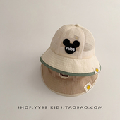 透气网眼渔夫帽男童女童可爱遮阳防晒盆帽潮 薄款 韩版 宝宝帽子夏季