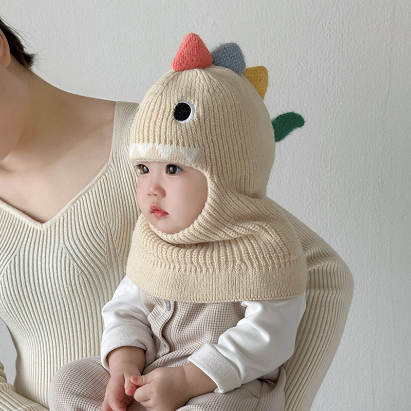 可爱宝宝帽子围脖一体帽秋冬季保暖加厚针织护耳帽男女儿童毛线帽