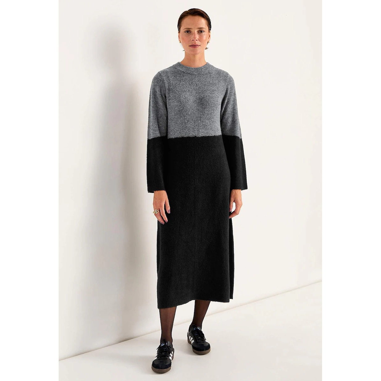 欧美单高腰撞色拼接针织连衣裙女中长款显瘦百搭气质裙大码,女装/女士精品,连衣裙,淘宝优惠券,粉丝福利购,淘宝优惠卷