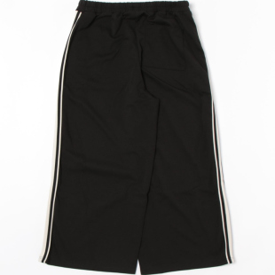 日单新款 女 松紧高腰侧边条纹织布拼接配色休闲运动风直筒阔腿长裤