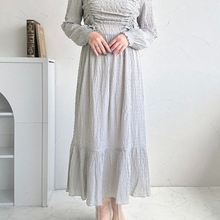 日单ap系带褶皱连衣裙