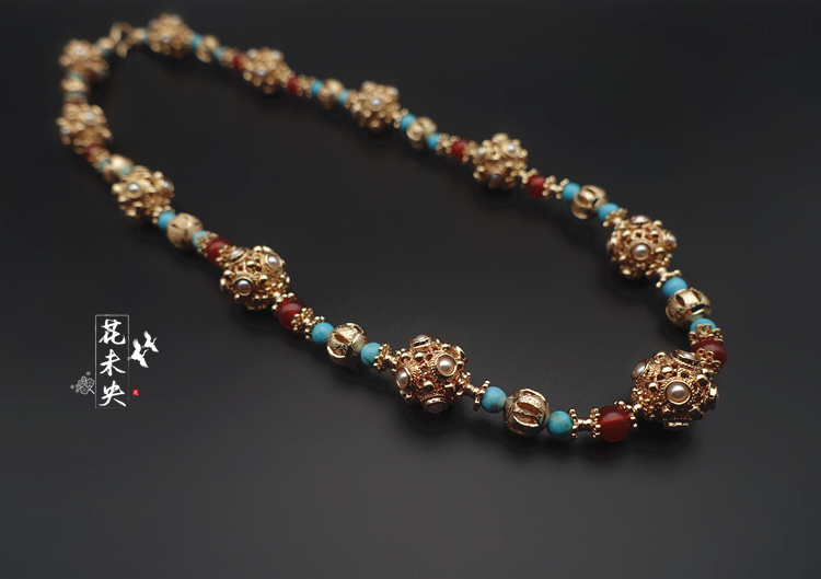 花未央原创蜻蜓眼项链唐风敦煌华丽李静训璎珞衍生汉服饰品中长款