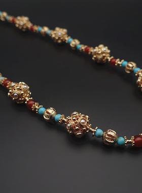 花未央铜保色金蜻蜓眼项链