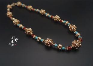 花未央原创蜻蜓眼项链唐风敦煌华丽李静训璎珞衍生汉服饰品中长款