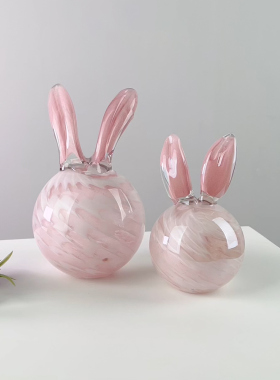 小清新轻奢琉璃兔现代简约客厅台面摆件家居装饰品可爱生日礼物