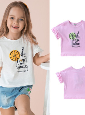 童装女童夏季柔软透气针织纯棉百搭时尚休闲薄款短袖T恤181024