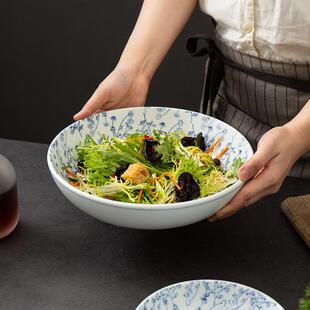 釉下彩星派圆碗湘菜小炒肉碗沙拉碗炒菜碗家用盘特色陶瓷餐具商用