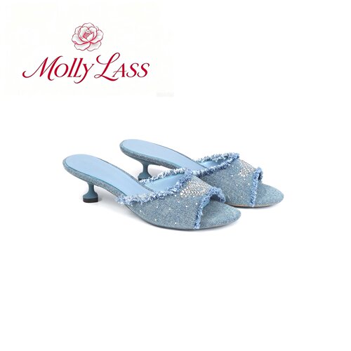 MOLLYLASS水钻一字猫跟拖鞋女