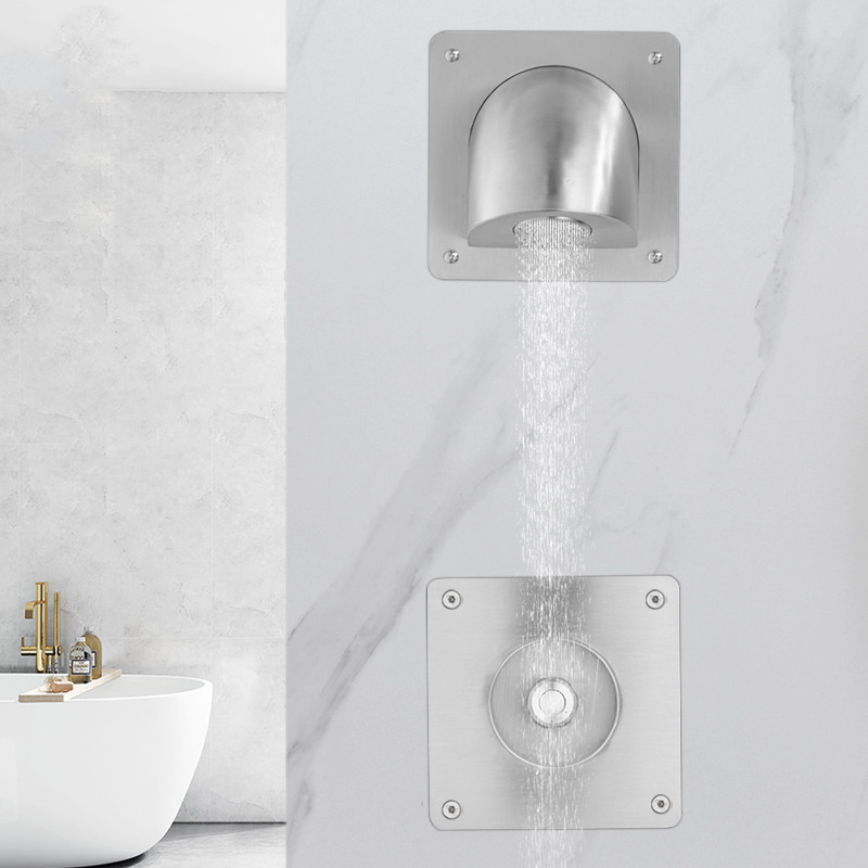 304不锈钢淋暗装隐藏式冷热花洒看守所无悬挂开关监狱埋墙水龙头