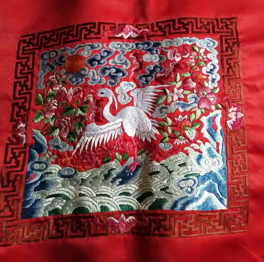 纯手工刺绣宫廷绣仙鹤补子绣片高端衣服装饰绣片清代文官一品刺绣