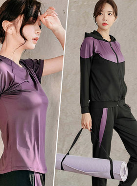 瑜伽服女宽松大码外套健身套装