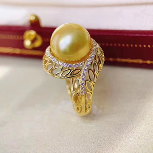 DIY珍珠配件S925纯银大戒指空托鸟巢开口戒珠宝玉石蜜蜡手工银饰