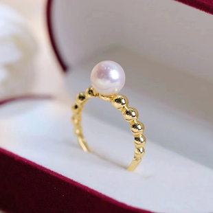 DIY珍珠戒指配件S925纯银开口戒空托麻花款托 简约 女 手工半成品