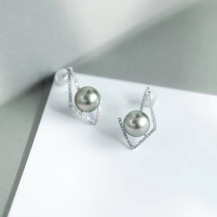 diy配件s925纯银耳钉空托扁珠