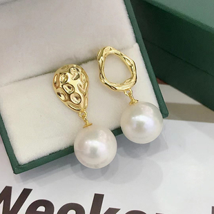 DIY配件S925纯银珍珠耳环个性AB款耳钉空托珠宝玉石蜜蜡手工银饰