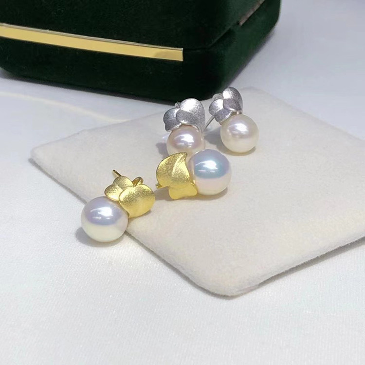 DIY配件S925纯银珍珠耳环耳饰空托喷砂爱心款耳钉珠宝手工银饰品