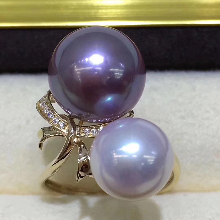 戒指空托diy纯银18k金珍珠