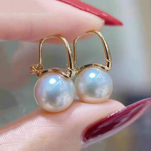 DIY配件S925纯银珍珠耳环耳饰空托光板花篮耳扣大版珠宝手工银托