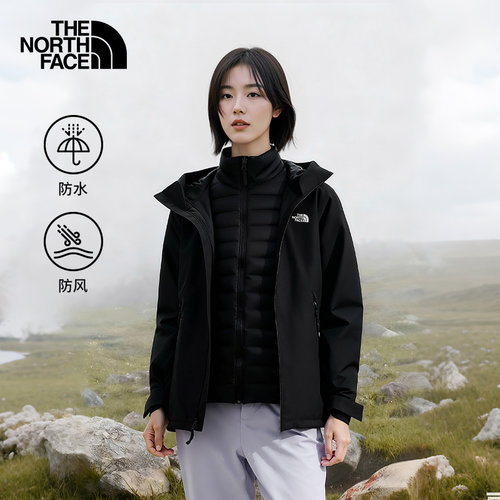 北面女棉服三合一防水冲锋衣