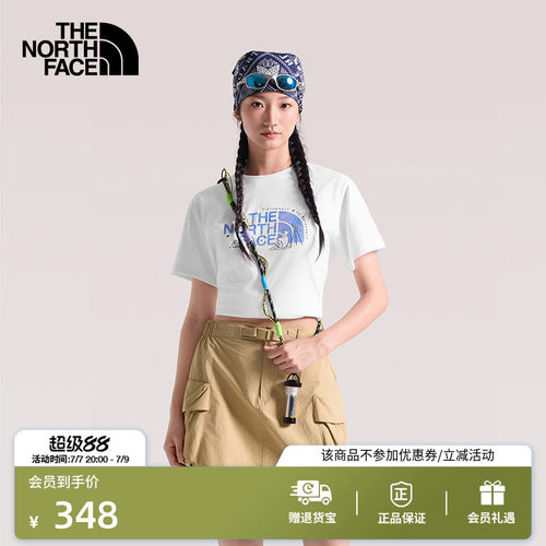 北面女纯棉印花短袖T恤