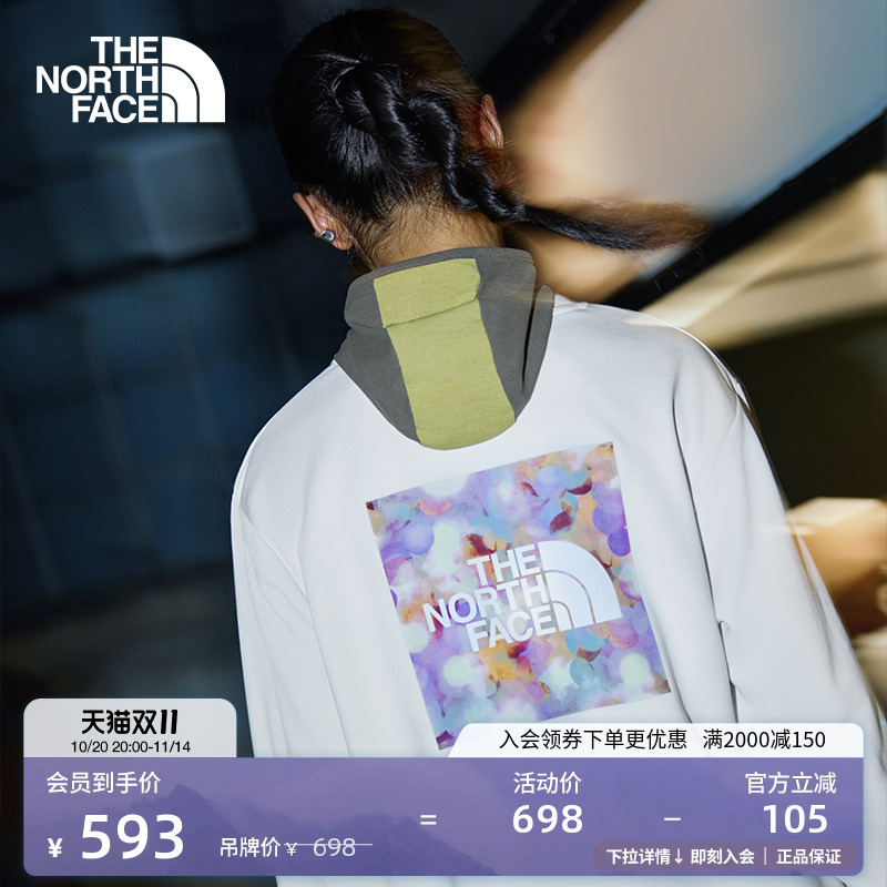 北面女印花LOGO宽松卫衣