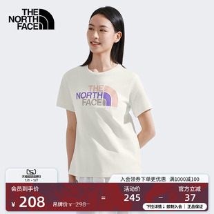8DC9 TheNorthFace 北面女纯棉撞色LOGO短袖 T恤户外透气春夏新款