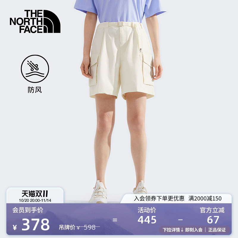 北面女防风工装风短裤